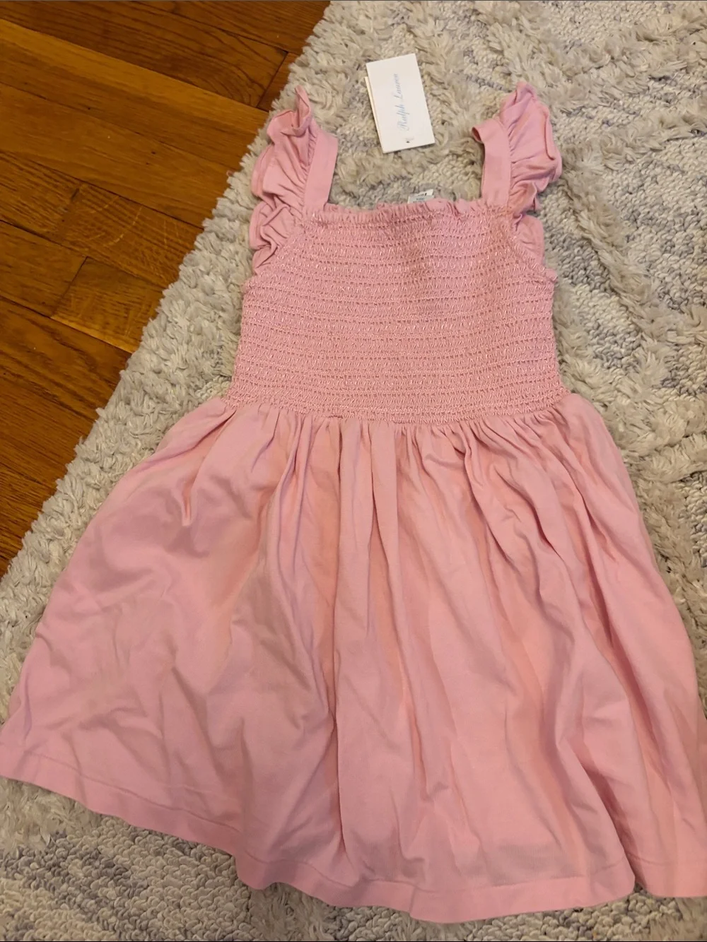 Ralph Lauren Light Pink Smocked Sundress with Ruffled Straps
